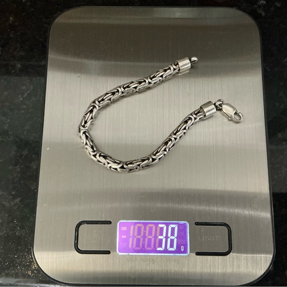 925 Sterling Silver Round King Chain Bracelet, Byzantine 8 1/2” 5mm - Picture 3 of 6